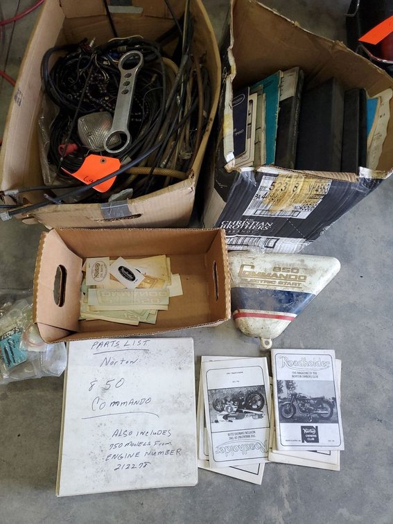 Lot 69: Norton Commando 850 Motorcycle Parts Manuals Decals Mixed Lot