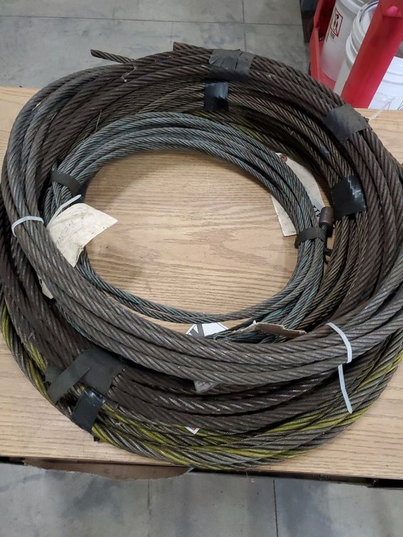 Lot 81: Assorted Steel Wire Rope Cable Rolls Up to 9/16in IWRC Used Lot