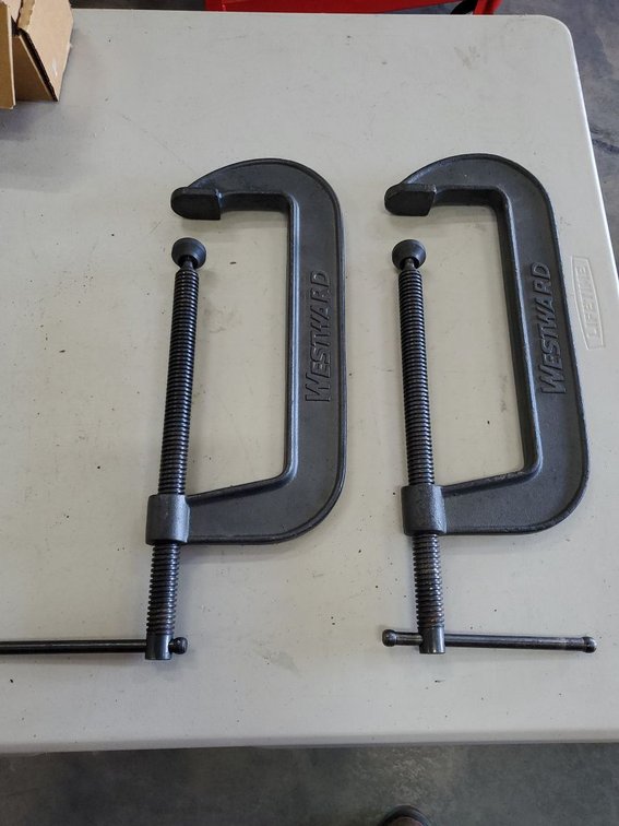 Lot 97: Pair of Westward 10in C-Clamps 6RA22 Heavy Duty Cast Iron