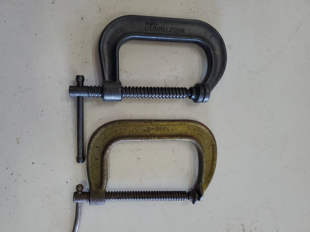 Lot 99: Westward & Unmarked Forged Steel C-Clamps 4in 5in Shop Tools