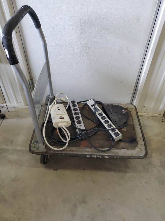 Lot 148: Lot of Assorted Folding Cart & Power Strips Surge Protectors