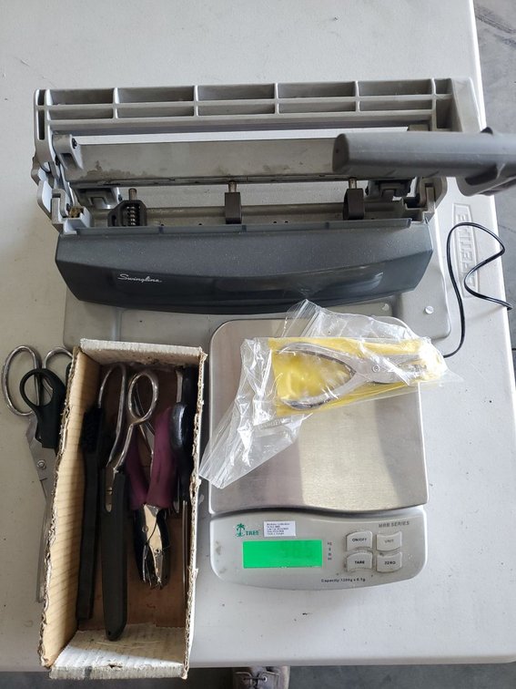 Lot 157: Swingline Hole Punch & Assorted Office Scissors Desk Tool Lot Used