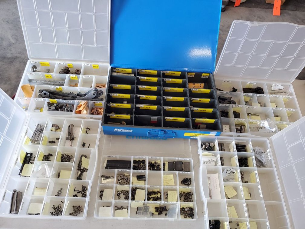 Lot 174: Assorted Potdevin Label Paster & 3/8 Wire Stitcher Parts Organizers