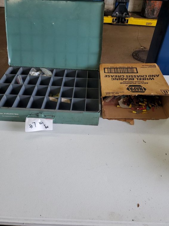 Lot 7: Assorted Electrical Wire Terminals & Connectors in Metal Organizer Case