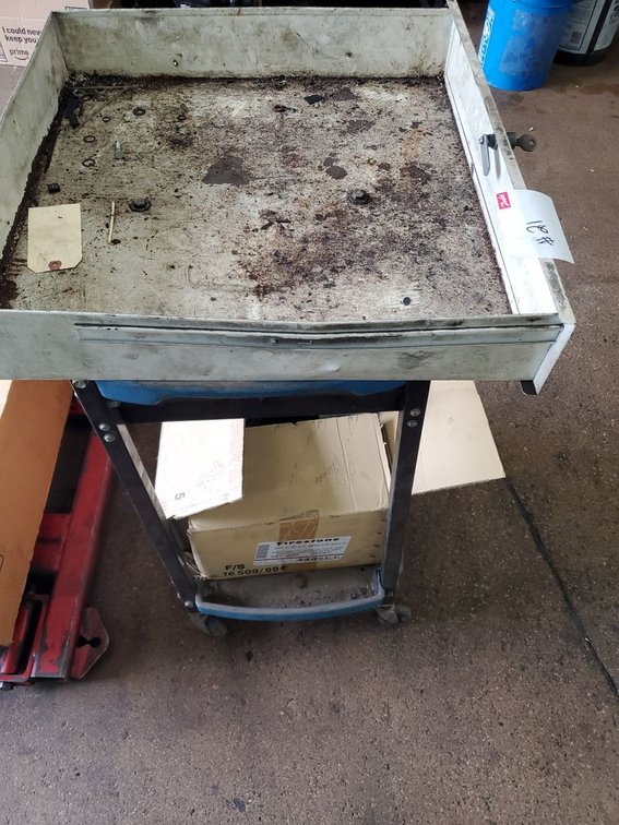 Lot 21: Rolling Utility Cart with Assorted Vintage Office Desk Phones
