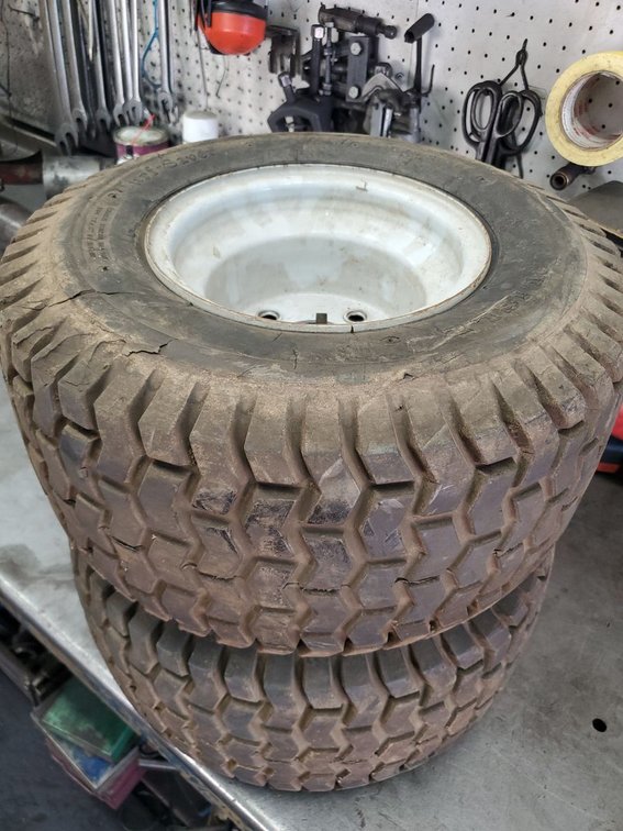 Lot 59: Pair of 18x8.50-8 Lawn Garden Tires on White Steel Rims Used