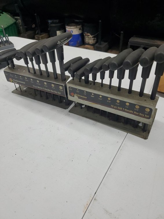 Lot 83: Performance Tool SAE & Metric T-Handle Hex Key Sets w/ Holders