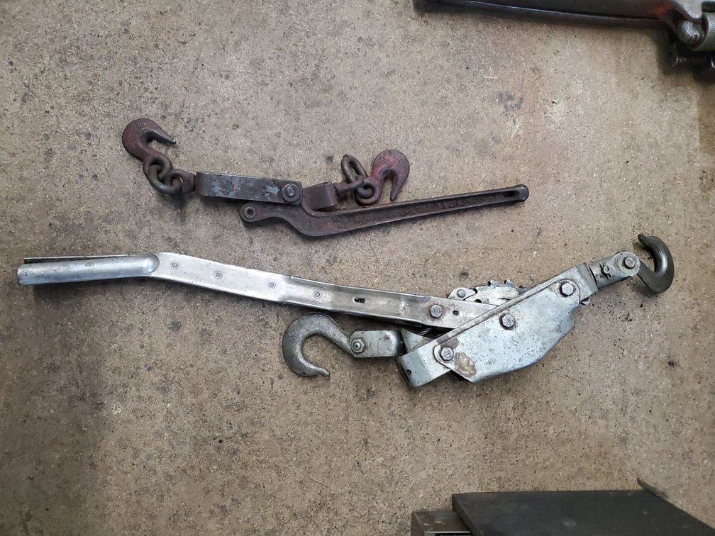 Lot 89: Mule Cable Puller Come Along & Ratchet Chain Binder Tool Lot