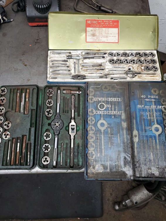 Lot 97: Lot of Assorted Tap and Die Sets Metric SAE NC NF NPT Cases