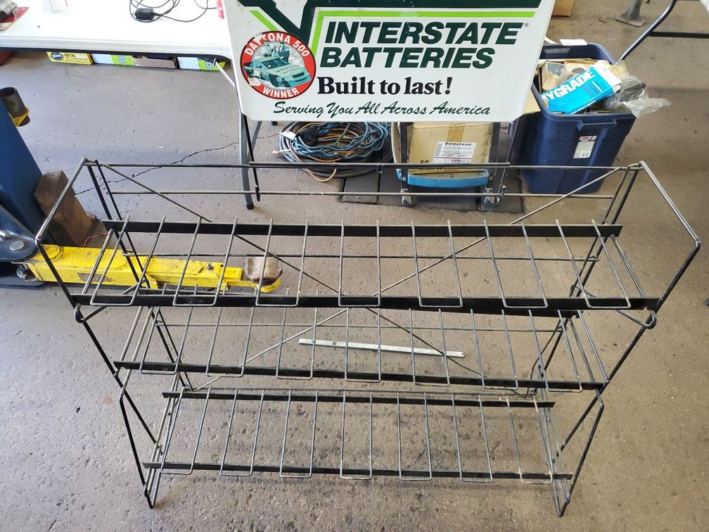 Lot 105: Freestanding Metal Retail Display Rack 3 Tier Wire Parts Merchandiser