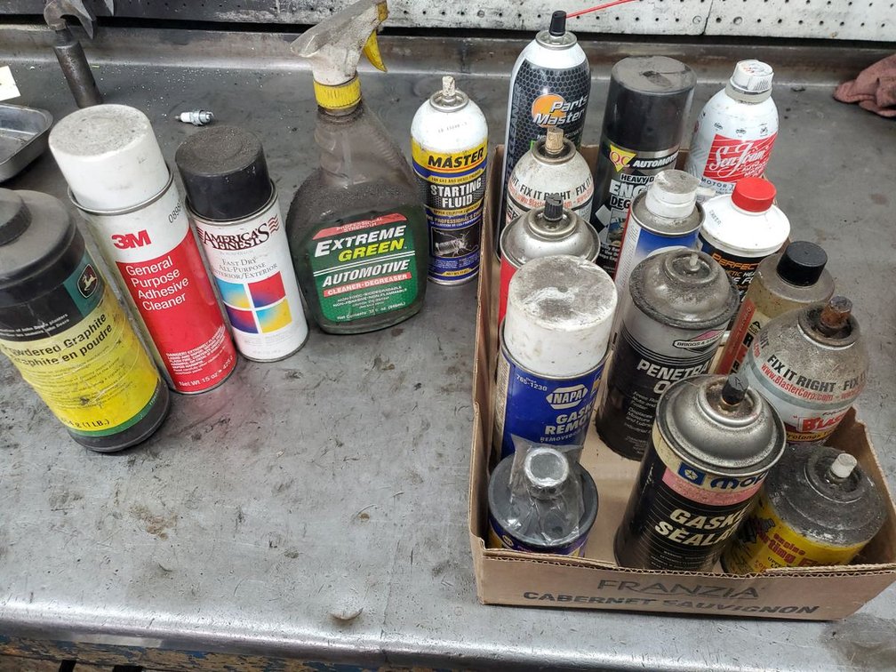 Lot 108: Assorted Automotive Shop Fluids Aerosols Cleaners Degreasers Lot
