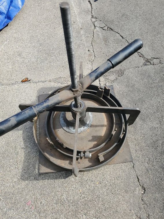 Lot 108F: Homemade Motorcycle Tire Changer Manual Steel Shop Tool Stand