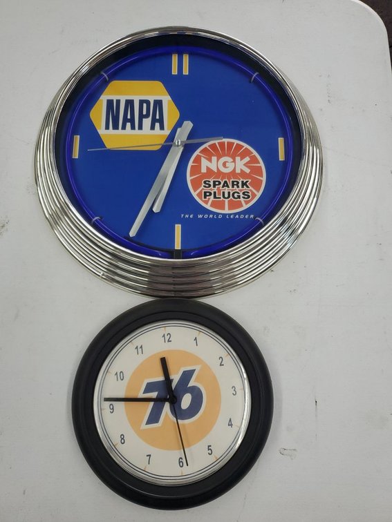 Lot 115: NAPA NGK & Union 76 Advertising Wall Clocks Decor Lot