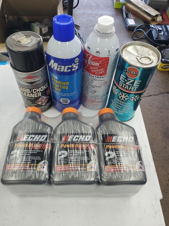 Lot 116: Echo 2-Stroke Oil & Starting Fluid Fuel Treatment Garage Supply Lot