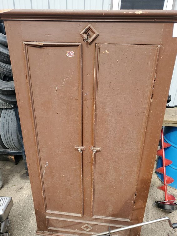 Lot 121F: Primitive Painted Pine Wardrobe Armoire Cabinet 74x37x18