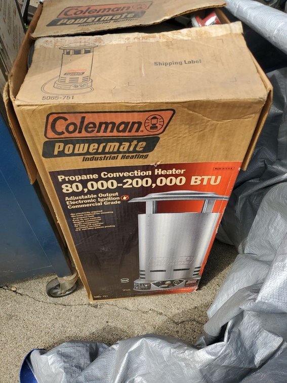 Lot 123F: Coleman Powermate Propane Convection Heater 5085-751 80K-200K BTU