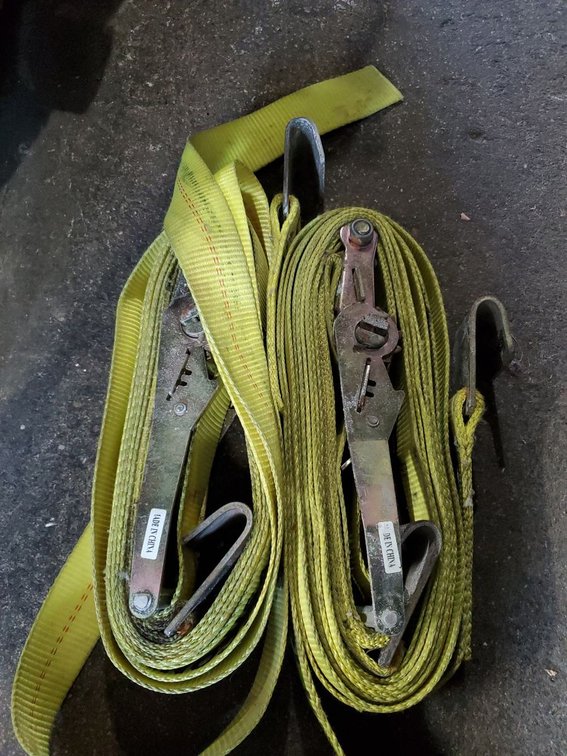 Lot 124: Cargo Control USA Heavy Duty Tie Down Straps Flat Hook Pair