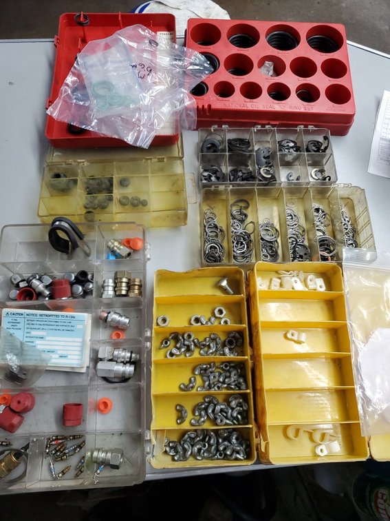 Lot 131: Assorted Automotive Shop Parts Lot O-Rings Snap Rings Fittings Hardware