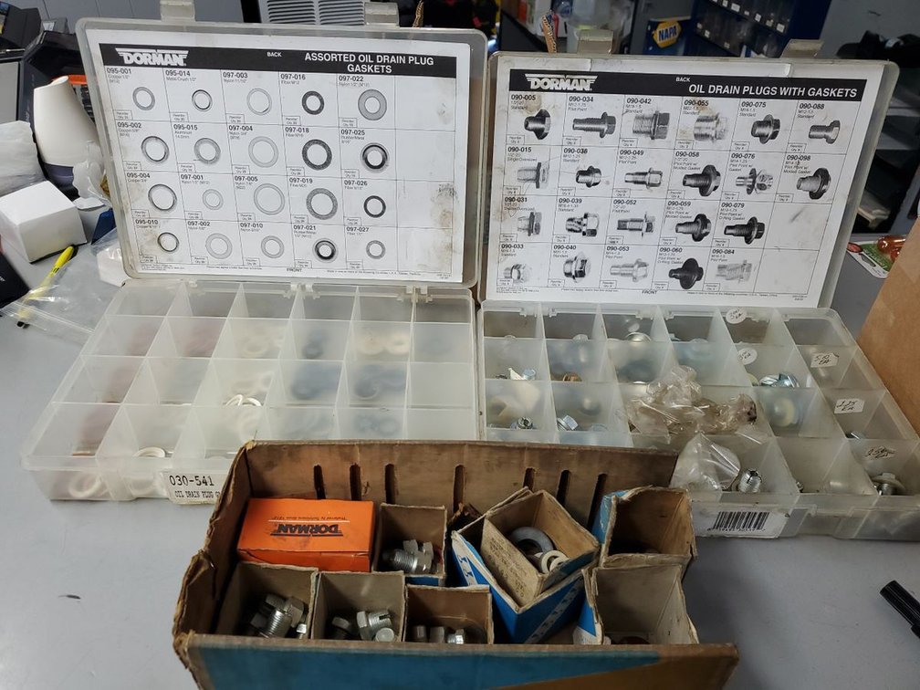 Lot 132: Dorman Oil Drain Plug & Gasket Assortment Cases Mixed Auto Parts Lot