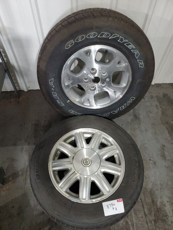 Lot 375L: Lot of Assorted Tires on Alloy Rims Goodyear Wrangler & Arizonian