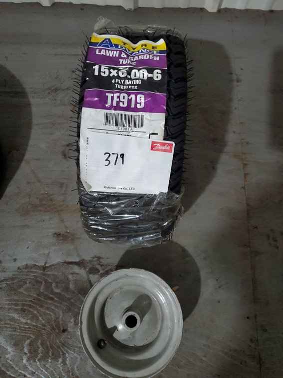 Lot 379L: Advance 15x6.00-6 TF919 Lawn Garden Tire with Used Steel Rim