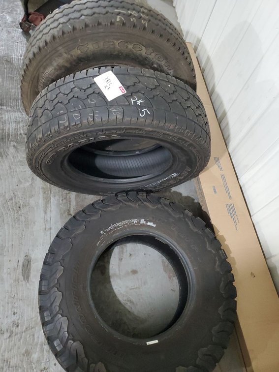 Lot 381L: Lot of Assorted Truck Tires With 16in Rim Used Near New One
