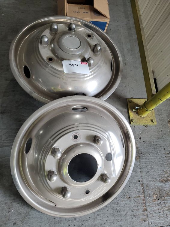 Lot 383L: Stainless Steel Dual Wheel Simulators Pair w/ Center Cap Used
