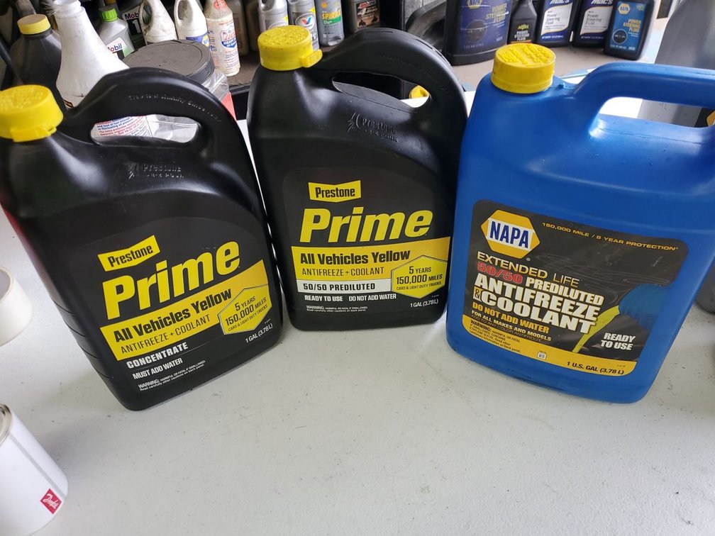 Lot 146: Prestone Prime & NAPA Antifreeze/Coolant Gallon Jugs Mixed Fill