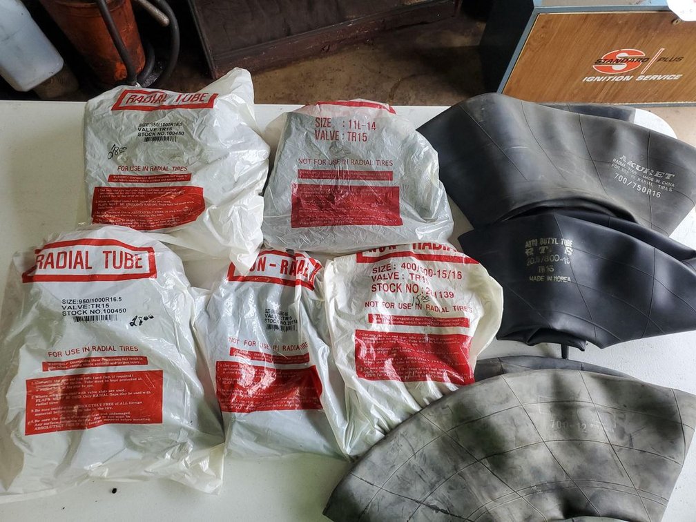 Lot 153: Box Lot of Assorted Tire Inner Tubes Radial Non-Radial Bicycle
