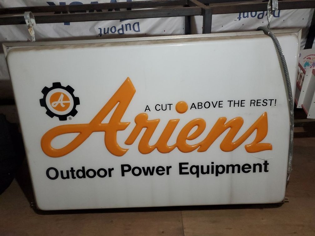 Lot 156L: Vintage Ariens Outdoor Power Equipment Lighted Hanging Dealer Sign