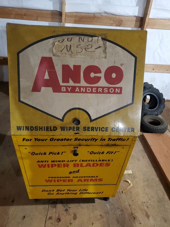 Lot 159L: Vintage ANCO Windshield Wiper Service Center Display Cabinet on Wheels