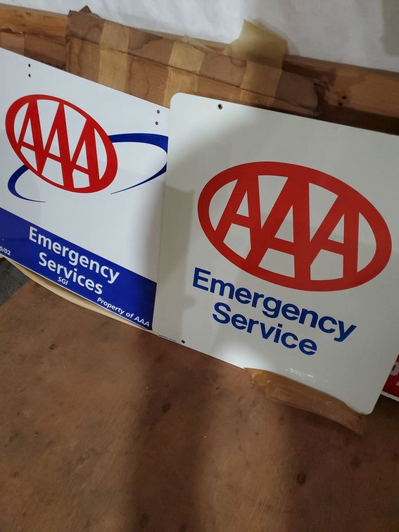 Lot 168L: Pair of AAA Emergency Service Metal Signs 24x26 New Unused