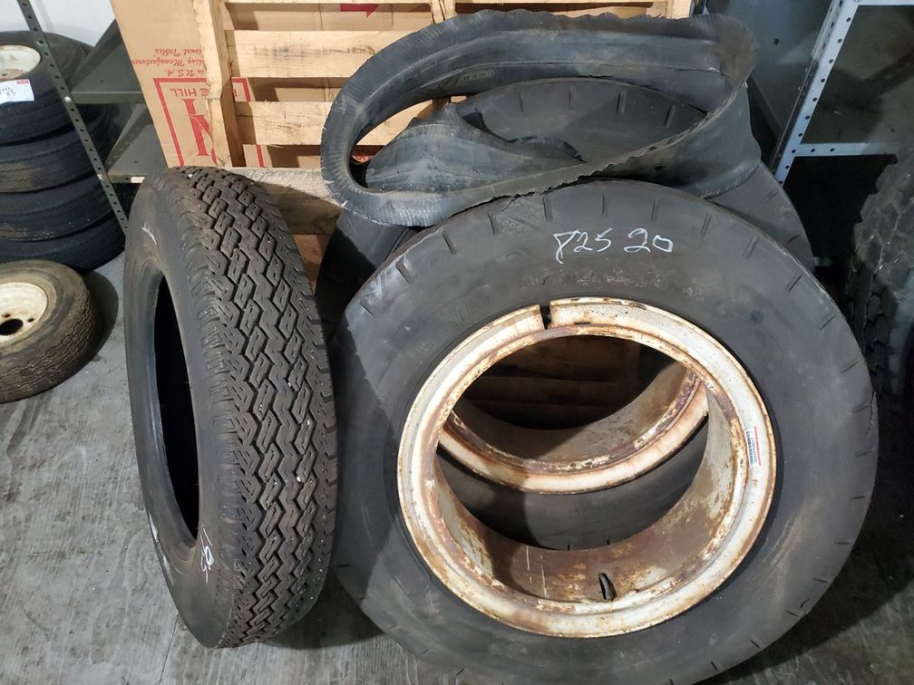Lot 171L: Pair of 8R19.5 Truck Tires on Steel Rims Load Range F Used