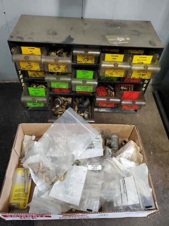 Lot 177: Compression fittings with cabinet