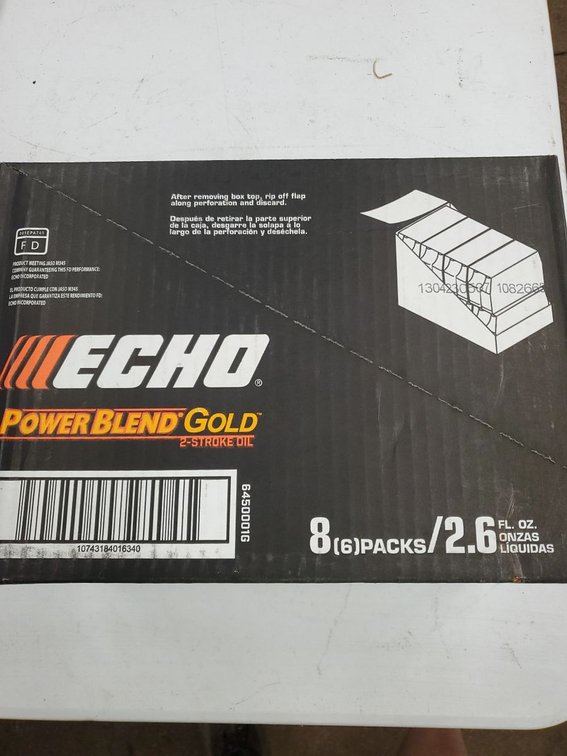 Lot 182L: Echo Power Blend Gold 2-Stroke Oil 2.6 oz Case 8 Six-Packs Sealed Box