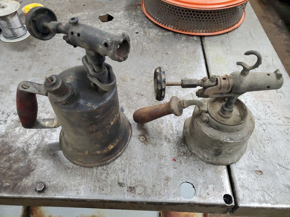Lot 57A: Pair of Antique Blow Torches Vintage Plumber Soldering Tools