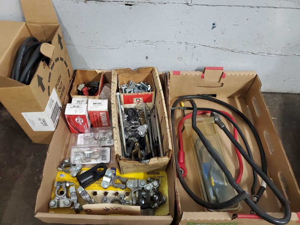 Lot 125: Assorted Automotive Battery Cable & Terminal Parts Lot Hella Delco