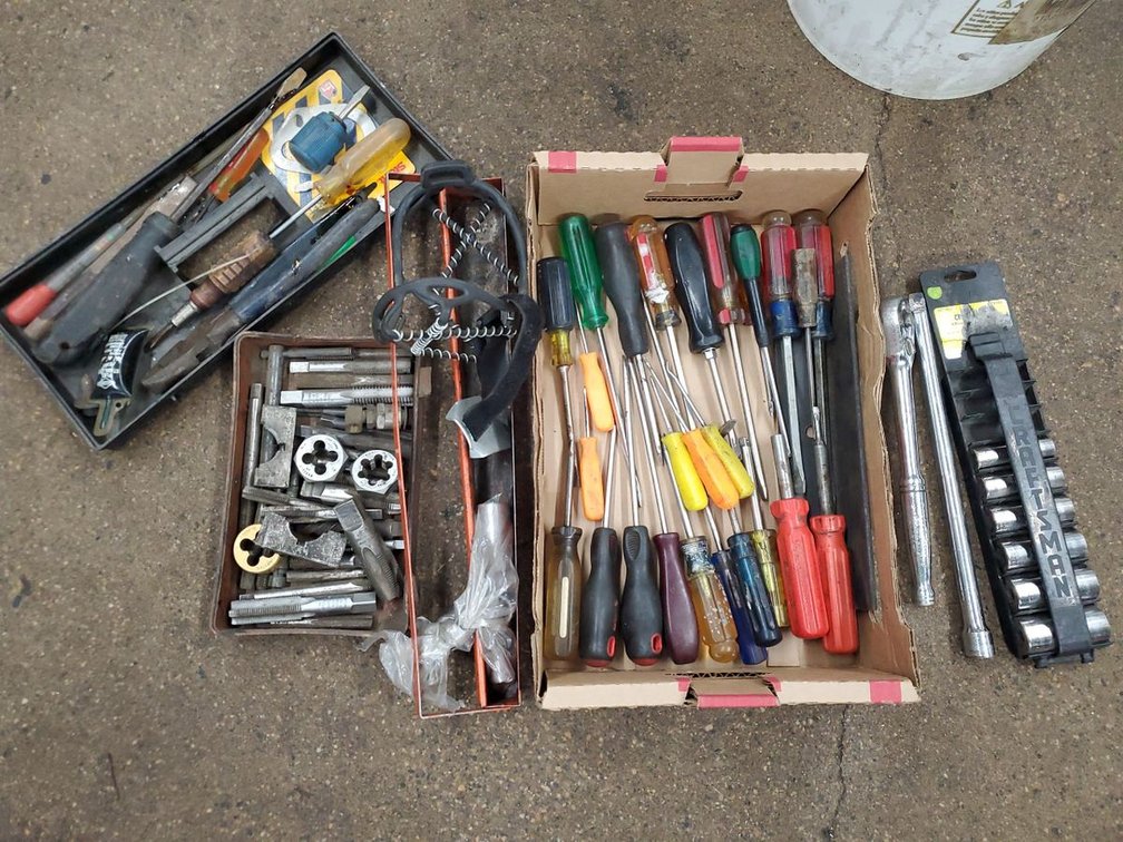 Lot 201: Craftsman Socket Set & Assorted Screwdrivers Taps Dies Tool Lot