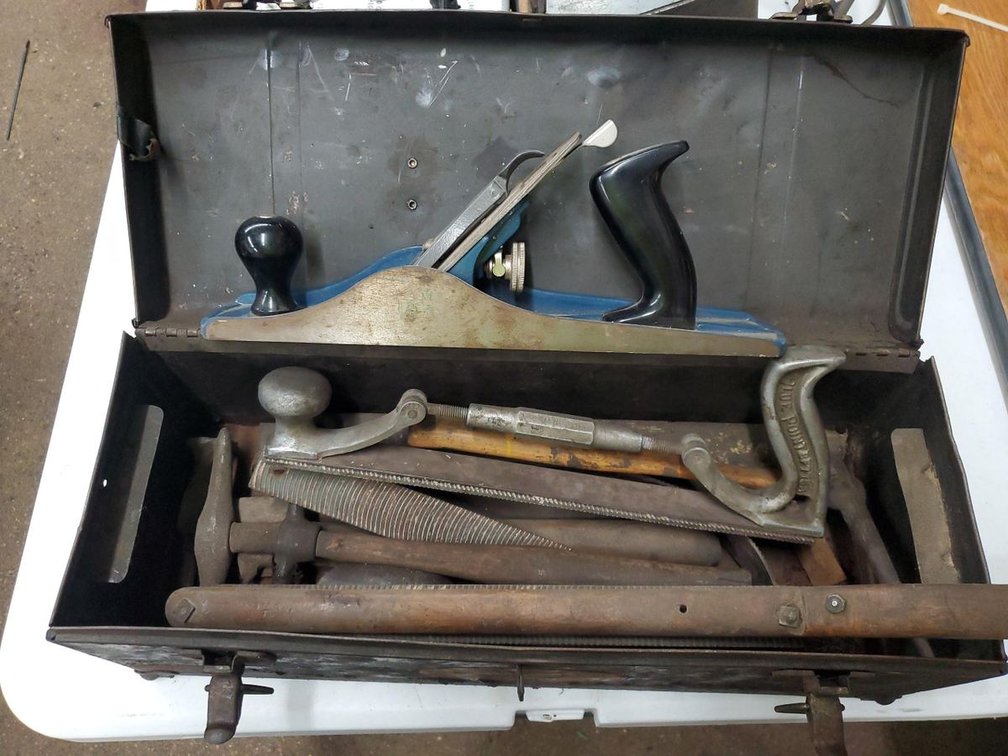 Lot 202: Stanley Hand Plane & Vintage Hand Tool Box Lot w Files Rasps
