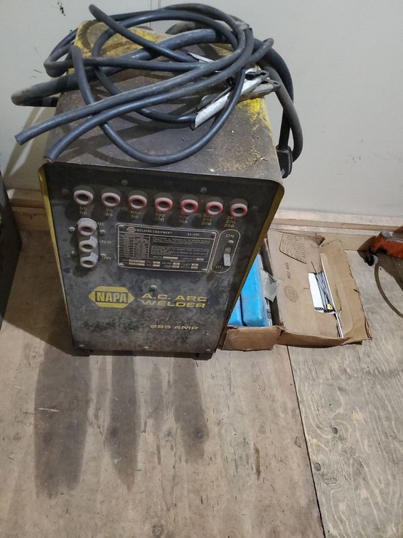 Lot 206L: NAPA 295 Amp AC Arc Welder w/ Leads & Assorted Welding Rods