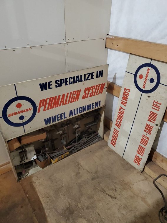 Lot 209L: Bishman Permalign System Wheel Alignment Tool Cabinet & Sign Lot