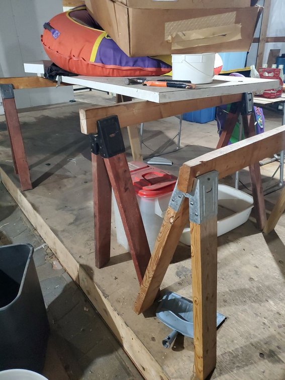 Lot 219L: Wooden Sawhorse Set Heavy Duty Shop Work Stands