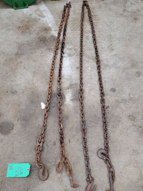 Lot 258: Heavy Duty Tow Logging Chains w/ Hooks Crosby USA