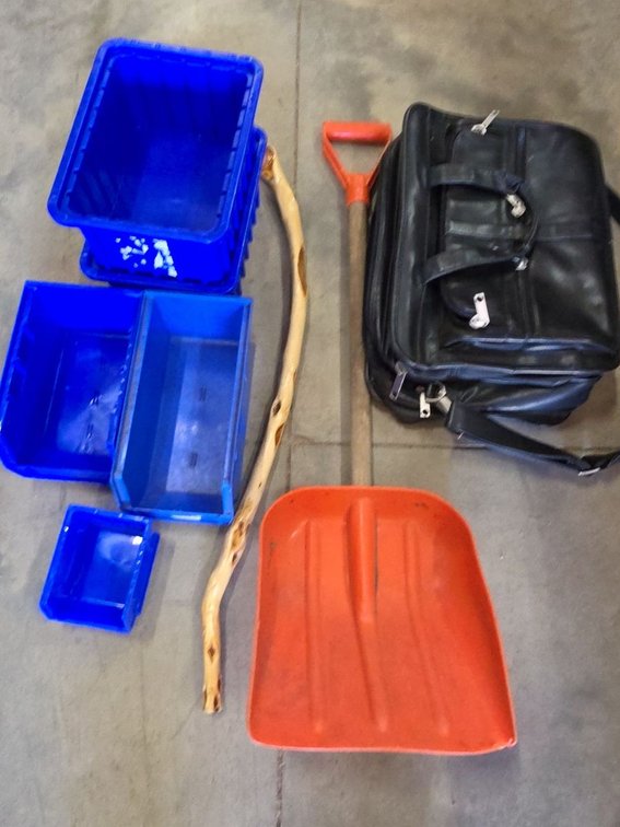 cane, shovel and misc. items