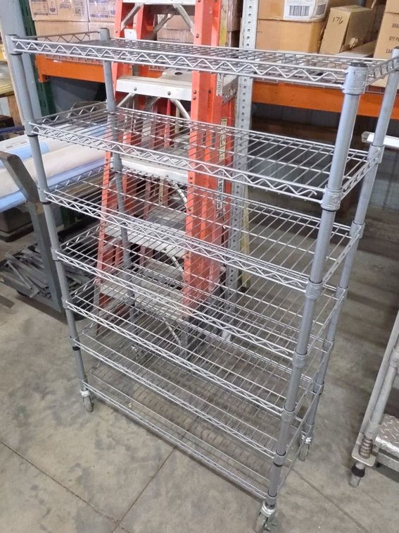Gray Steel 7 Shelf Wire Shelving Rack on Casters 36x14x57 NSF