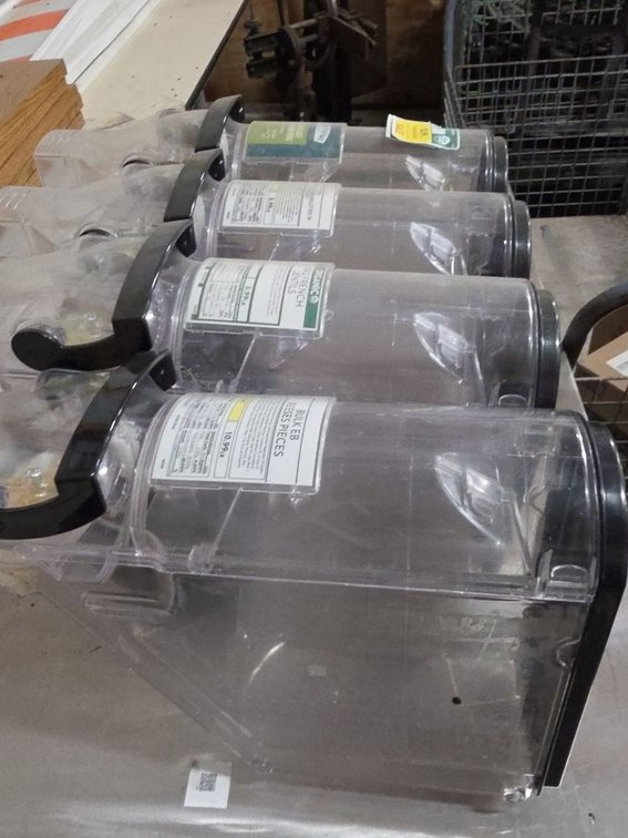 Commercial Bulk Food Gravity Dispenser Bins Clear Plastic Set of 4