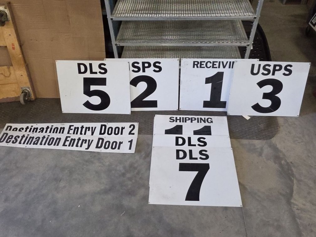 Metal Numbered and lettered signage
