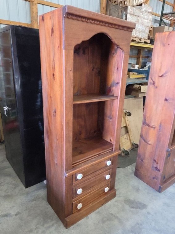 Amish Crafted Thomasville Country Pine Bookcase Cabinet 3 Drawer Brown Wood
