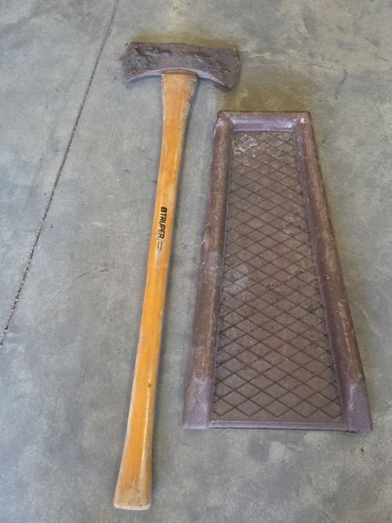 Truper Double Bit Axe & plastic gutter extension