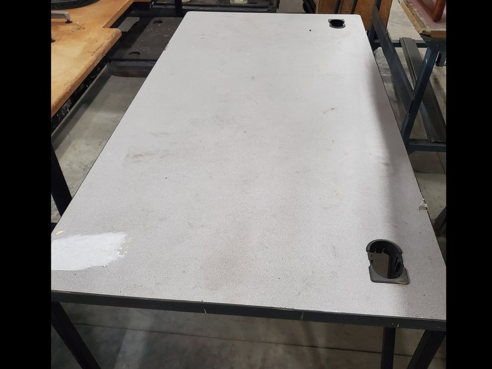 Lot 65: Table with steel frame